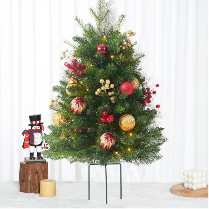 Artificial Christmas Tree with Ground Plug | Pre-Lit Faux Holiday Tree with Cones, Berries & Balls | Seasonal Christmas Tree for Family Gatherings & Holiday Decorations for Outdoor
