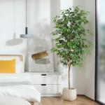Ficus Benjamina , 180 cm, groot, met natuurhouten stam, kamerplant, kunstboom in pot, voor thuis, kantoor, balkon, decoratie (2 stuks)