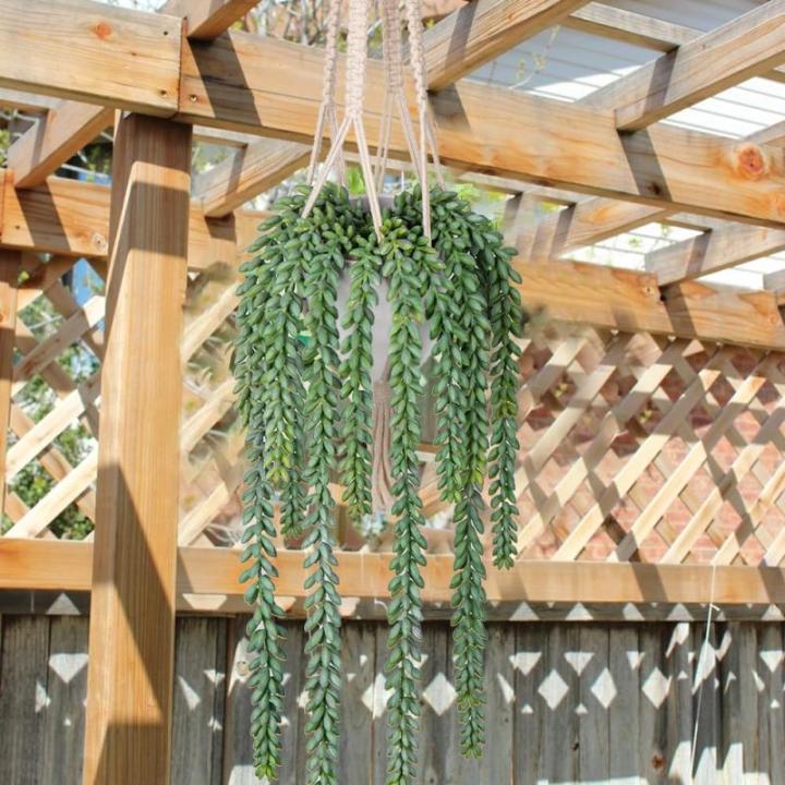 45,7 cm hangende planten kunstmatige vetplanten, hangende plant met geweven katoenen touw, decoratieve voor thuis badkamer decor
