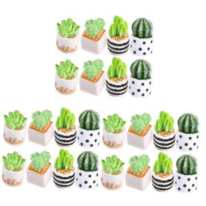 24 stuks kunstmatige cactus, kantoordecoratie, mini-terrarium, harsfiguren, modellen, wooncultus, miniatuur, cactusbeeld, kunsthars, cactus, handwerk, bloempot, planten, huishoudel