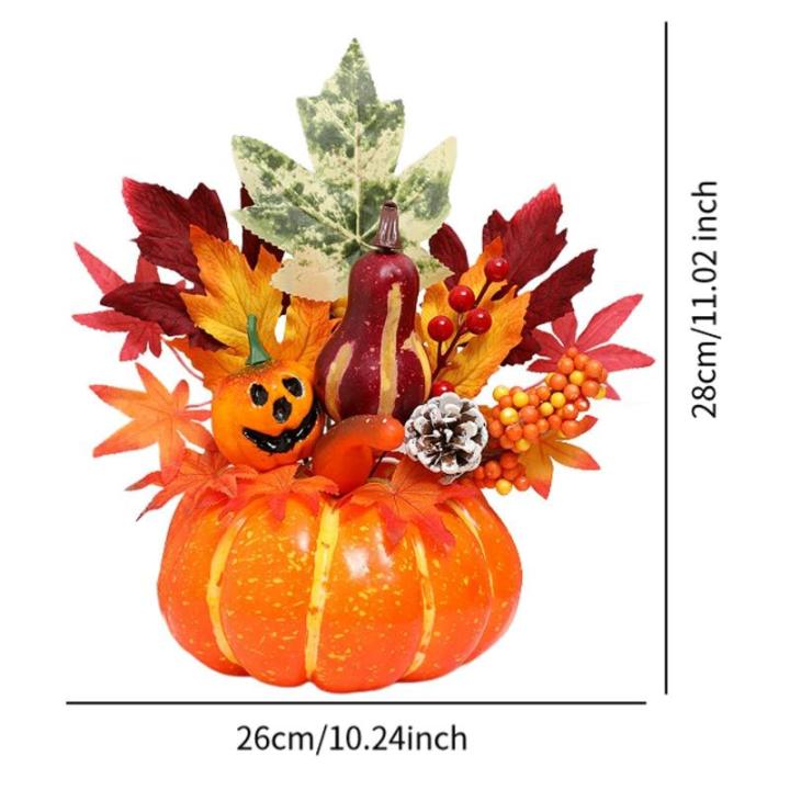 Halloween-Kürbisse, Ahornblätter, Ornament, Herbsternte, Dekor, neuartiges dekoratives Handwerk, Esstisch-Mittelstück für Geschäft und Büro, Style I