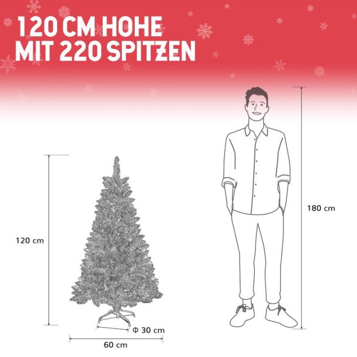 Kunstkerstboom, sneeuwserie, dennenboom, kunstkerstboom in winterlook met kunstsneeuw, 15 dennenappels en 180 takken, klapsysteem, geen naalden, van pvc, moeilijk ontvlambaar, diam