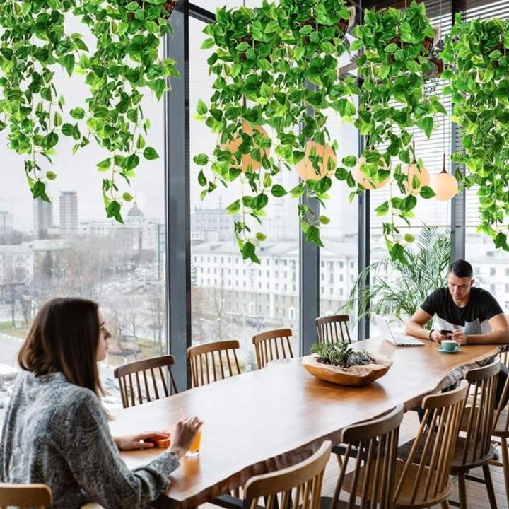 Kunsthangplanten, 3 stuks, 100 cm lange kunsthangplant, bruiloftsdecoratie, kunstklimop, wijnstokken voor muur, huis, kamer, indoor, outdoor decoratie (Lvluo)