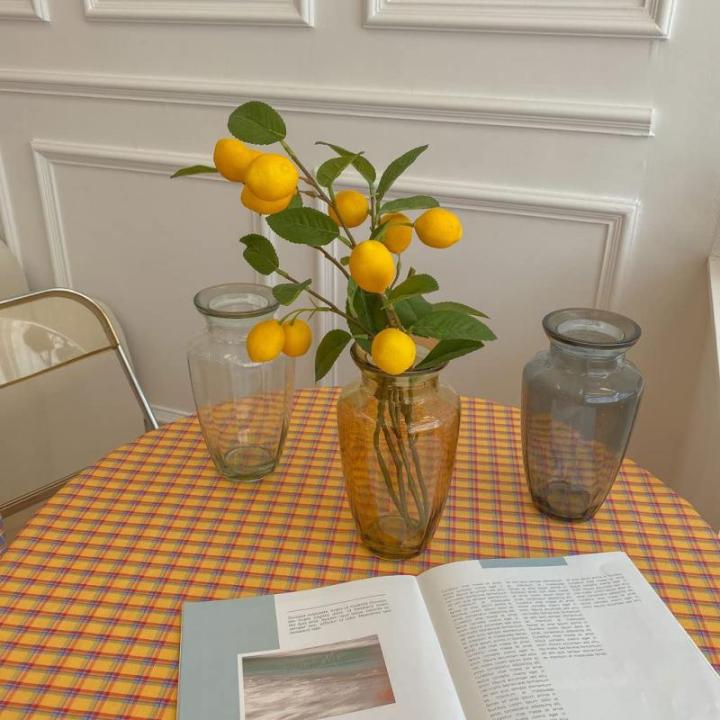 Kunstblumen Künstliche Zitronenzweige, künstliche Früchte, gelbe Zitrone mit grünen Blättern, Tischdekorationsmodell im Landhausstil für jeden Anlass