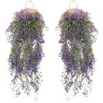 2 stuks hangende mand kunstmatige bloem, kunstmatige bloemen aan de muur, muur gemonteerde kunstmatige bloemen, kunstmatige bloemen buiten, kunstmatige hangplanten voor thuis, tuin
