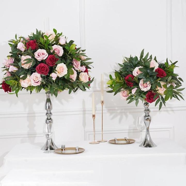 Rosa Rot Rose Grün Blätter Blume Ball Hochzeit Tisch Centerpices Dekor Blumenarrangement Event Requisiten Fenster Display (30cm/11.8in)