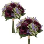 Kunstbloemen kunstboeket kunstplant bloemstukken set van 2 hortensia rozenboeket hoogte 30 cm decoratieve plant voor arrangementen feestdag tafel of bruiloft