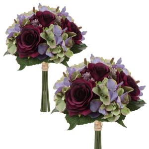 Kunstbloemen kunstboeket kunstplant bloemstukken set van 2 hortensia rozenboeket hoogte 30 cm decoratieve plant voor arrangementen feestdag tafel of bruiloft