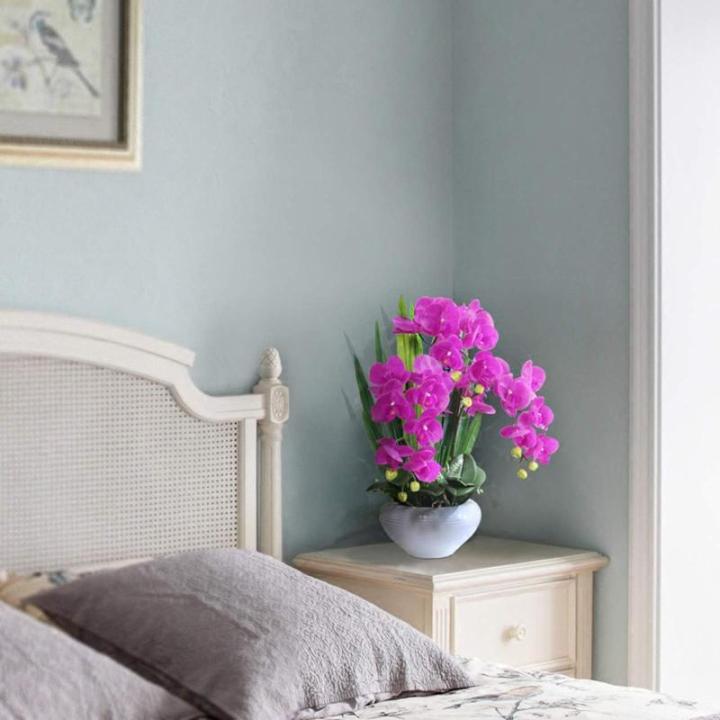 Kunstblumen Künstliche Orchideen – Realistische Touch-Orchideen-Bonsai in Keramikvase, Phalaenopsis-Kunstblumen-Arrangement im Topf für jeden Anlass