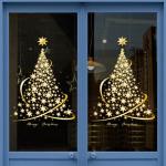 Kerst Venster Klings Gouden Kerstboom Raamklemmen Stickers voor Glas DIY Statische Muur Venster Deur Muurschildering Stickers voor Home Shop Venster Glas Display Decoraties