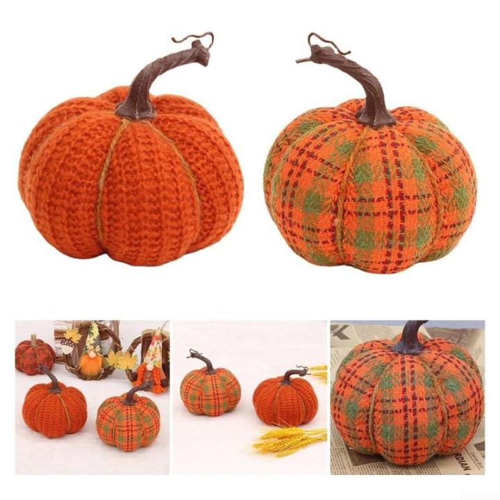 Vibrants Strickstoff Kürbis Ornament, perfekte Halloween-Ernte, Festival, Erntedankfest, Dekoration, erhältlich in verschiedenen Größen (1 klein)