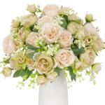 4 Bündel Pfingstrose Künstliche Blumen Weiß Grün Blumen Seidenpfingstrosen Blumensträuße für Hochzeit Partei Tischaufsätze Blumenarrangement Heim Küche Dekor