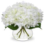 met 4 hortensia's in glazen vaas, kunstmatige hortensia, 3D-print, echt aanvoelend, ziet eruit als echte hortensia, voor bruiloft, thuis, hotel, feest, bloemenarrangement