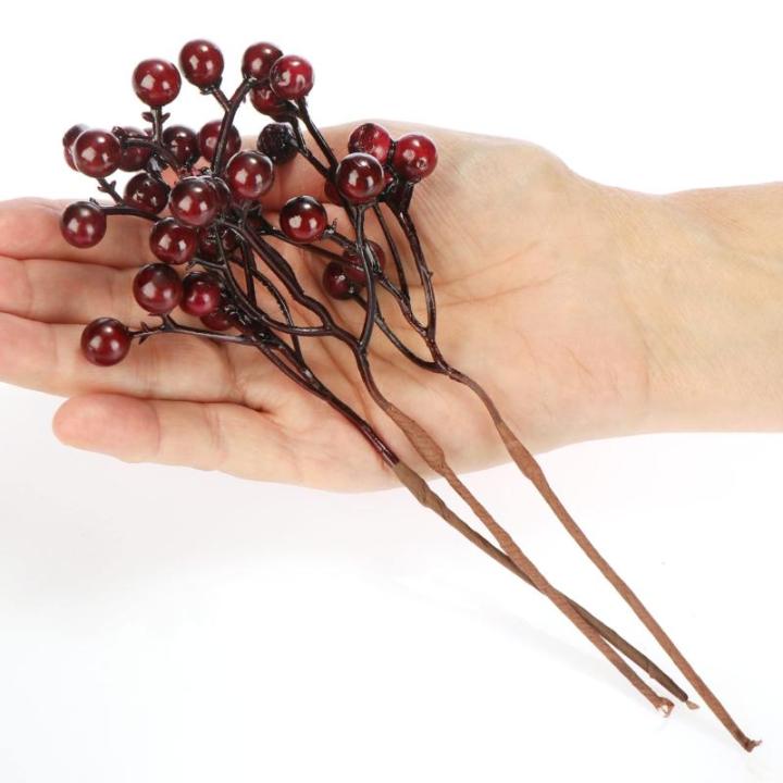 20 x strooidecoratie, decoratieve takken met bessen, decoratieve takken om te strooien als knutselbenodigdheden, verfraait geschenken en potpourris (20 stuks, rode bessen)