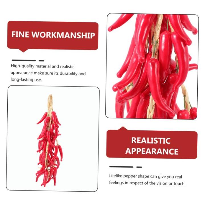 4 Sätze Simulierte Hängende Knoblauchspieße Simulationspaprika Modelle Wohnraumdeko Ladeneinrichtung Falsche Paprika Aufhängen Realistische Paprikaverzierungen Schaum 5 Stück 