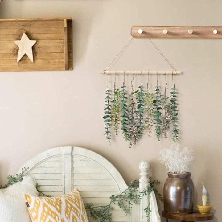 Kunsthangplanten, eucalyptus, bladeren, , eucalyptus, takken, voor tuin, binnen en buiten, kunstdecoratie, woonkamer, slaapkamer (groen-2)