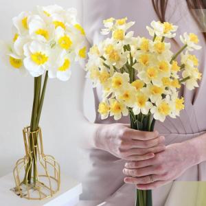 6 stuks kunstmatige narcissen, nep zijden bloemen nep narcissen herfst voor balkon tuin huis woonkamer doe-het-zelf bloemstuk