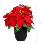 Poinsettia Kunstkerstster in zwarte pot, 30 cm, kunstbloem poinsettia in natuurgetrouwe replica, kerstbloem, decoratieve plant, zijdebloem, kunstplant, winterbloem met fluweelachti