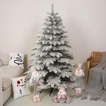1.5m/1.8m Schneebeflockter Weihnachtsbaum, Aufklappbarer Künstlicher Weihnachtsbaum mit Metallständer, Weiße Schneespitzen, für die Partydekoration im Homeoffice(1.8m/6ft)