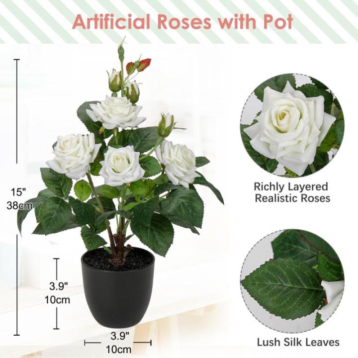 Kunstbloemen, rozenstruik, , kunstrozen in pot, rozenstruik, decoratie, woonkamer, balkon, terras, tuin, bruiloft
