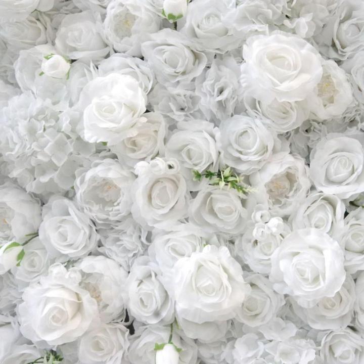 Künstliche Blumenwand Mit Weißen Rosen, 3D-Wandblume Mit Stoffrücken, Seidenhortensie, Blumenwandpaneel, Verwendet Für Hochzeit, Gartenwand, Kirchenwand, Party, Bühne(2x2m/6.5