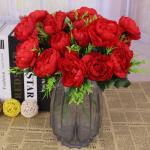 Kunstblumen wie Echt Künstliche Pfingstrosen Vintage Blumen Pfingstrosen mit Stielen für Hochzeitsdekoration Brautstrauß Arrangement 24 Stück 0802