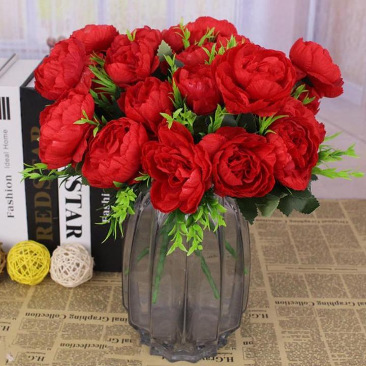 Kunstblumen wie Echt Künstliche Pfingstrosen Vintage Blumen Pfingstrosen mit Stielen für Hochzeitsdekoration Brautstrauß Arrangement 24 Stück 0802