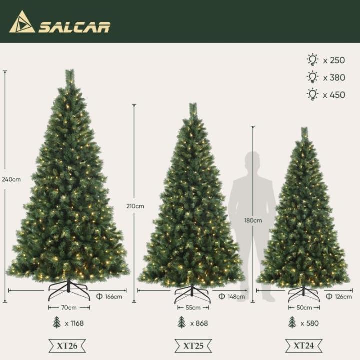 Nordmann Kunstkerstboom 2,1 m met verlichting, met warmwitte en RGB-ledlichtjes, 9 modi en afstandsbediening, pvc-kerstboom