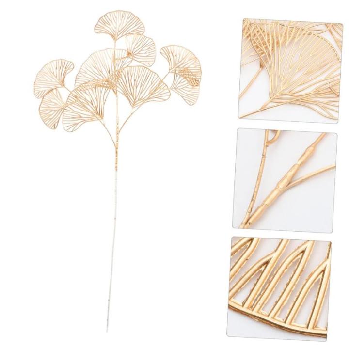 4 stuks gesimuleerde ginkgo biloba eucalyptus stengels namaakplantenornamenten kunstmatige takken kunstmatige eucalyptus stam eucalyptus stengel decor kunsttakken ijzer goud