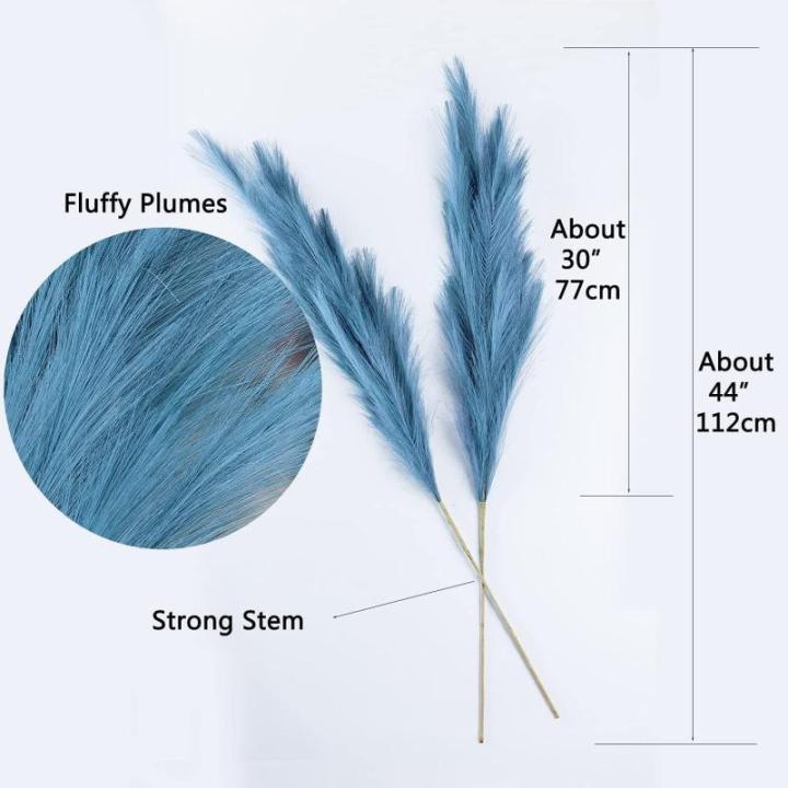 5 stks Kunstbloemen, Pampas Gras Larg Ascendant Gras Nep Bloemen Gras voor Bruiloft Boeketten Home Party Hotel Centerpieces Decoraties, Blauw