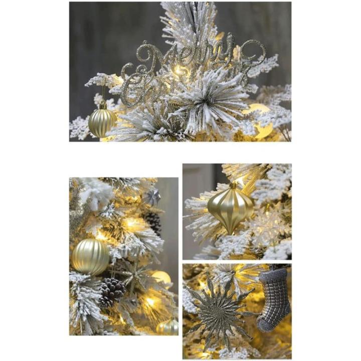 Künstlicher Baum Großer weißer Weihnachtsbaum, künstlicher schneebedeckter Baum mit Ornamenten, Weihnachtsbaum für Zuhause/Büro/Party-Dekoration