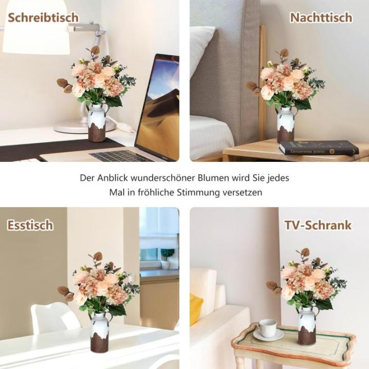 Meervoudig vertakte , roze roos, als echte hortensia, appelbladeren, groot zijden boeket, geschikt voor doe-het-zelf bruiloftsfeest, tafeldecoratie, bloemenarrangement, huis en