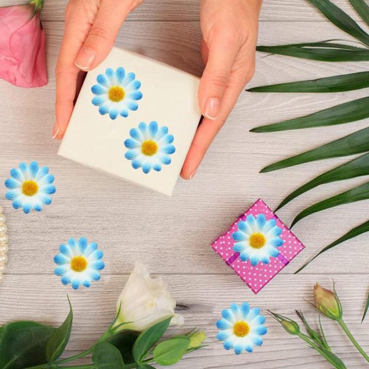 Kunstmadeliefjes, 100 stuks, kleine madeliefjes, decoratie, madeliefjes, , realistische kleuren, herbruikbaar, ideaal voor bruiloftsfeesten en knutselwerk (wit-blauw)