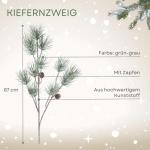 Kerstdennentak, groen-grijs, 87 cm, kunstdennentak met natuurgetrouwe dennenappels en naalden, kerstdecoratie, tafeldecoratie voor Kerstmis, kerststuk