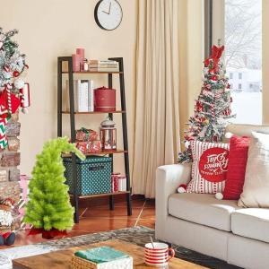 Weihnachts-PVC-Weihnachtsbaum mit krumm Hals, Weihnachtsbaum mit Kugel-Ornamenten, künstlicher Weihnachtsbaum, lustiger geformter Weihnachtsbaum, Innenornamente für Weihnachtsdek