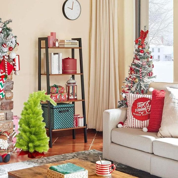 Weihnachts-PVC-Weihnachtsbaum mit krumm Hals, Weihnachtsbaum mit Kugel-Ornamenten, künstlicher Weihnachtsbaum, lustiger geformter Weihnachtsbaum, Innenornamente für Weihnachtsdek