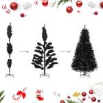 Kunstkerstboom, 180 cm, zwart, kunstdennenboom met handschoenen en metalen standaard, kerstversiering voor binnen