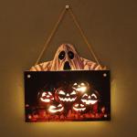 Kürbisschild Outdoor-Wandkunst | Kürbisschild Rustikale Wohndekoration | Rustikale Heimdekoration mit Seil, bedruckte Halloween-Veranda-Dekorationen (Ghost Pumpkin Wsgp 01c)