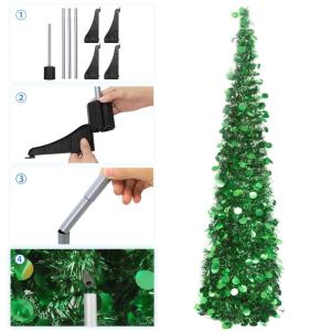 Kunstkerstboom, 1,5 m, opvouwbare pop-up kerstboom met pailletten voor Kerstmis, feestbenodigdheden, huisdecoratie, rood