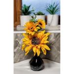 813 Vaas met nylon minibloem, 32 cm, chroom-blauwgroen