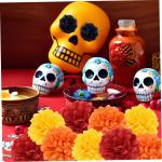 Goudsbloem bloemkoppen bulk, Halloween kunstmatige goudsbloemkoppen 60 stuks 4 cm zijden ringlingbloemen hoofden levenseer levende eik