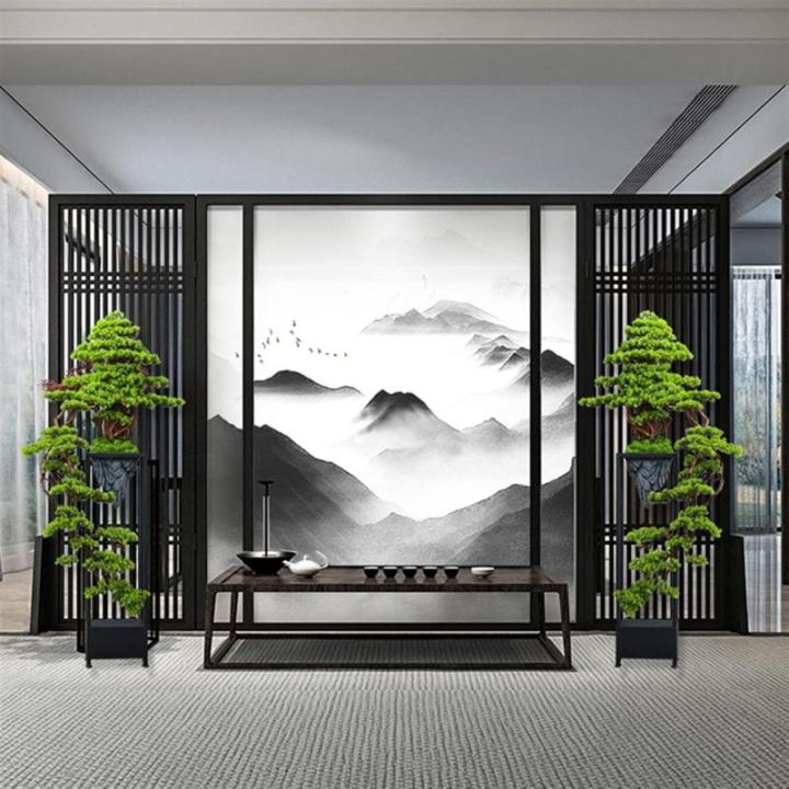 Künstlicher Bonsai-Baum Große künstliche Bonsai-Welcome-Kiefer, simulierte Topfpflanze, dekorativer Bonsai mit Blumenständer, Boden-Fake-Baum-Topf-Ornamente Künstliche Bäume 