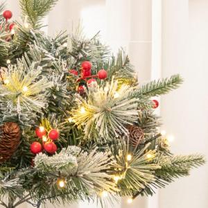 Weihnachts-Pflanzgefäß-Dekorationen, Weihnachts-Pflanzgefäß, Dekoration, Grün, künstliche Tannenbäume mit Stativpfahl, Weihnachts-Veranda-Dekoration, Stil C One