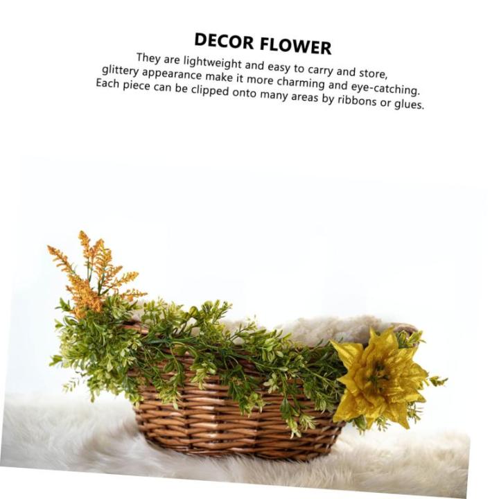 14 STK Künstliche Blumen Weihnachtsglitzerblume Stoff Weihnachtsstern Blumen Gold Kunstblumen Zur Dekoration Glitzerblumen Kuchendekorationen Weihnachtsglitter Große Kugeln Sport