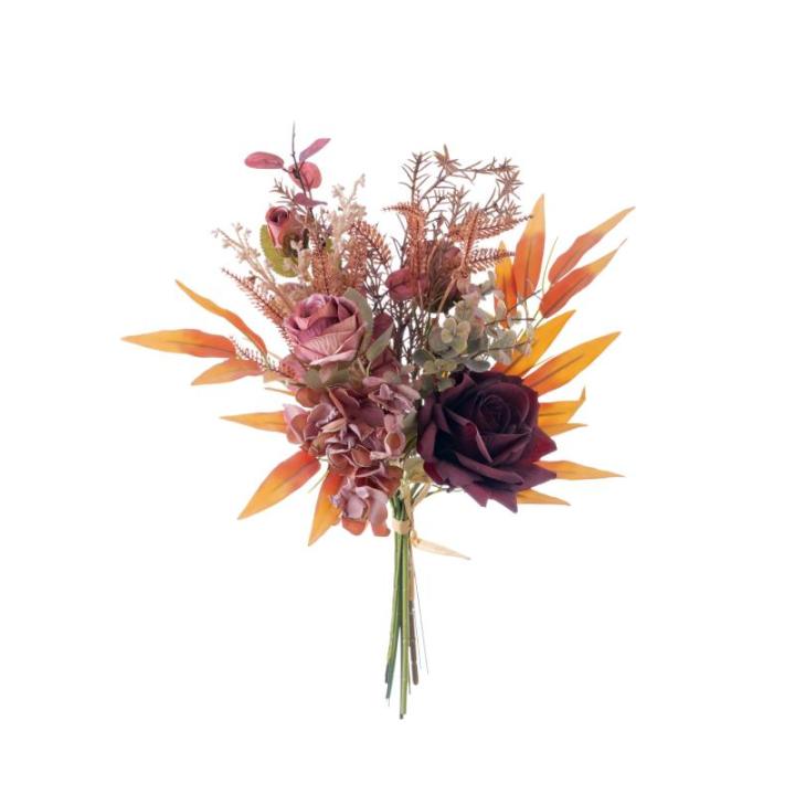 Kunstbloemen, zijden rozen, kunstbloemen als echt uitziende voor doe-het-zelf bruiloft, boeket, tuin, feest, hotel, kantoor, decoratie, tafelstukken, bordeauxrood