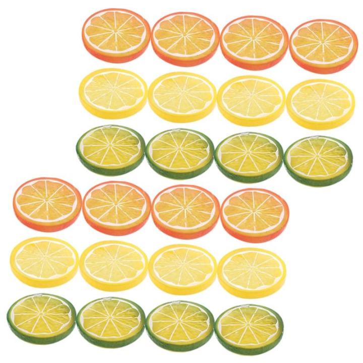 4 Sätze Nachahmung Einer Zitronenscheibe Gefälschte Zitrone Künstliche Zitronen Foto Fälschung Tisch Kalk Simulation Von Zitronenscheiben Zitrone-limetten-Scheibe PVC 24 Stück