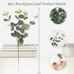 Kunsteucalyptus-stammen, 8 stuks, eucalyptus bladplanten, groene eucalyptus-stammen, bladeren, boeketten voor bloemen, slinger, krans, bruiloft, thuis, tafel, indoor, outdoor decor