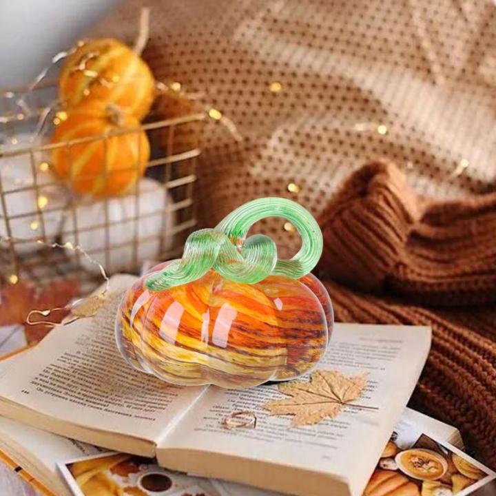 Herbstdeko Tischdeko Glas Kürbis,Herbst Dekoration Kürbisfigur für Herbsternte Dekor,8cm Glas Kürbis Sammelfiguren Tischakzent für Tischdeko,Erntedankfest Thanksgiving Hallowe