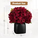 Kunstbloemen als echte kunstmatige hortensia, rode decoratieve bloemen met bessen, in zwarte keramische vaas, bloemstuk voor kantoor, woonkamer, badkamer, herfst, decoratie