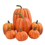 7 stuks kunstpompoenen, pompoen, decoratie, sierpompoen, kunstplantset voor Halloween, decoratie, herfstdecoratieset, 4 maten, geel